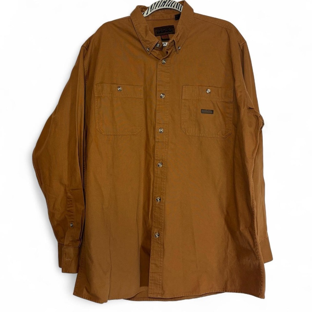 Ridge Riders dark khaki, 100% cotton button-up work shirt